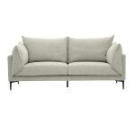 Miliboo canap� design 3 places en tissu effet velours textur� beige et m�tal noir marius
