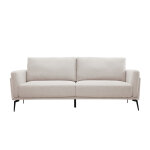 Miliboo canapé design 3 places en tissu effet velours texturé beige et métal noir mosco Miliboo canapé design 3 places en tissu effet velours texturé beige et métal noir mosco