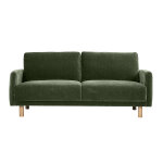 Miliboo canap� design 3 places en tissu effet velours vert kaki et bois clair bono