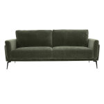 Miliboo canapé design 3 places en tissu effet velours vert kaki et métal noir mosco Miliboo canapé design 3 places en tissu effet velours vert kaki et métal noir mosco
