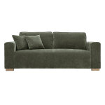 Miliboo canap design 3 places en tissu effet velours vert kaki pepper