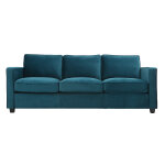 Miliboo canapé design 3 places en tissu velours bleu pétrole et bois noir brooklyn Miliboo canapé design 3 places en tissu velours bleu pétrole et bois noir brooklyn