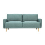 Miliboo canap� design 3 places en tissu vert de gris et bois clair bono