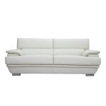 Miliboo canap� design avec t�ti�res ajustables 3 places cuir blanc et acier chrom� ewing