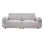 Miliboo canap� �lectrique 3 places dossier avance - recule en tissu chenille gris et bois clair otis