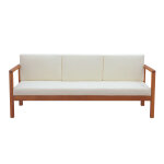 Miliboo canap� de jardin 3 places en bois massif et coussins d�houssables beige naturel l190 cm akis