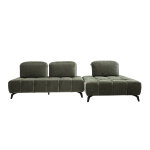 Miliboo canap� modulable 4 places avec t�ti�res ajustables en tissu effet velours vert kaki et m�tal ...