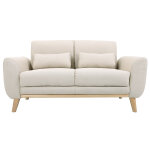 Miliboo canap scandinave 2 places en tissu beige et bois clair ektor