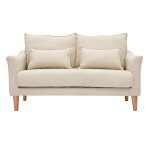 Miliboo canap scandinave 2 places en tissu beige et bois clair kate