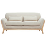 Miliboo canap scandinave 2 places en tissu beige et bois clair yoko
