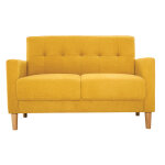 Miliboo canap� scandinave 2 places en tissu effet velours jaune moutarde et bois clair moon