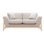 Miliboo canap scandinave 2 places en tissu effet velours textur beige et bois clair asako