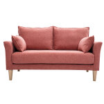 Miliboo canap� scandinave 2 places en tissu effet velours textur� terracotta et bois clair kate