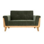 Miliboo canapé scandinave 2 places en tissu effet velours vert kaki et bois clair fjord Miliboo canapé scandinave 2 places en tissu effet velours vert kaki et bois clair fjord
