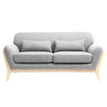Miliboo canap� scandinave 2 places en tissu gris et bois clair yoko