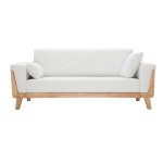 Miliboo canap� scandinave 3 places en tissu effet velours blanc cass� et bois clair fjord