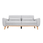 Miliboo canap� scandinave 3 places en tissu gris clair et bois clair ektor