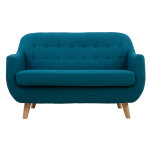 Miliboo canap� scandinave d�houssable 2 places en tissu bleu canard et bois clair ynok