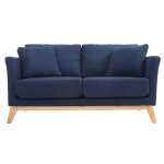 Miliboo canapé scandinave déhoussable 2 places en tissu bleu foncé et bois clair oslo Miliboo canapé scandinave déhoussable 2 places en tissu bleu foncé et bois clair oslo