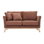 Miliboo canap� scandinave d�houssable 2 places en tissu chenille terre br�l�e et bois clair oslo