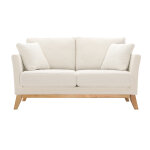 Miliboo canapé scandinave déhoussable 2 places en tissu effet laine bouclée blanc cassé et bois clair ... Miliboo canapé scandinave déhoussable 2 places en tissu effet laine bouclée blanc cassé et bois clair ...
