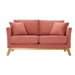 Miliboo canapé scandinave déhoussable 2 places en tissu effet velours texturé terracotta et bois clair ... Miliboo canapé scandinave déhoussable 2 places en tissu effet velours texturé terracotta et bois clair ...