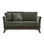 Miliboo canap� scandinave d�houssable 2 places en tissu effet velours vert kaki et bois fonc� oslo