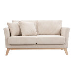 Miliboo canap scandinave dhoussable 2 places en tissu velours ctel beige et bois clair oslo