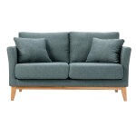 Miliboo canap� scandinave d�houssable 2 places en tissu vert de gris et bois clair oslo