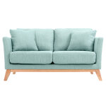 Miliboo canapé scandinave déhoussable 2 places en tissu vert lagon et bois clair oslo Miliboo canapé scandinave déhoussable 2 places en tissu vert lagon et bois clair oslo