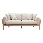 Miliboo canapé scandinave déhoussable 3 places en tissu blanc crème et bois clair kyo Miliboo canapé scandinave déhoussable 3 places en tissu blanc crème et bois clair kyo