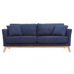 Miliboo canapé scandinave déhoussable 3 places en tissu bleu foncé et bois clair oslo Miliboo canapé scandinave déhoussable 3 places en tissu bleu foncé et bois clair oslo