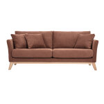 Miliboo canap� scandinave d�houssable 3 places en tissu chenille terre br�l�e et bois clair oslo
