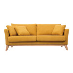 Miliboo canapé scandinave déhoussable 3 places en tissu effet velours jaune moutarde et bois clair oslo ... Miliboo canapé scandinave déhoussable 3 places en tissu effet velours jaune moutarde et bois clair oslo ...