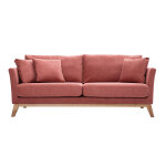 Miliboo canapé scandinave déhoussable 3 places en tissu effet velours texturé terracotta et bois clair ... Miliboo canapé scandinave déhoussable 3 places en tissu effet velours texturé terracotta et bois clair ...