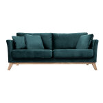 Miliboo canapé scandinave déhoussable 3 places en tissu velours bleu pétrole et bois clair oslo Miliboo canapé scandinave déhoussable 3 places en tissu velours bleu pétrole et bois clair oslo