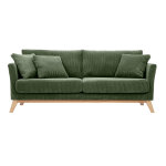 Miliboo canapé scandinave déhoussable 3 places en tissu velours côtelé vert kaki et bois clair oslo Miliboo canapé scandinave déhoussable 3 places en tissu velours côtelé vert kaki et bois clair oslo