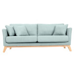 Miliboo canapé scandinave déhoussable 3 places en tissu vert lagon et bois clair oslo Miliboo canapé scandinave déhoussable 3 places en tissu vert lagon et bois clair oslo