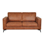 Miliboo canap� vintage 2 - 3 places cuir marron cognac aspect vieilli et m�tal noir sonny