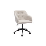 Miliboo chaise de bureau capitonn�e � roulettes en tissu effet velours textur� beige et m�tal noir baltik ...