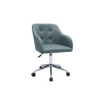 Miliboo chaise de bureau capitonne  roulettes en tissu effet velours textur vert de gris et mtal ...