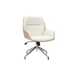 Miliboo chaise de bureau design pivotante 360� blanche, bois clair et m�tal chrom� marlow