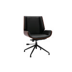 Miliboo chaise de bureau design pivotante 360 noir, bois fonc noyer et mtal noir curved
