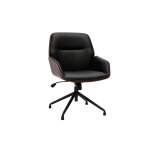 Miliboo chaise de bureau design pivotante 360� noire, bois fonc� et m�tal noir marlow