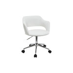 Miliboo chaise de bureau  roulettes design blanc et acier chrom jessy