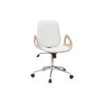 Miliboo chaise de bureau  roulettes design blanc, bois clair et acier chrom glory