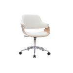 Miliboo chaise de bureau  roulettes design blanc, bois clair et acier chrom hansen