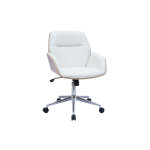 Miliboo chaise de bureau  roulettes design blanc, bois clair et acier chrom marlow