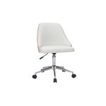 Miliboo chaise de bureau  roulettes design blanc, bois clair et acier chrom quino