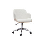 Miliboo chaise de bureau  roulettes design blanc, bois clair et acier chrom sandro